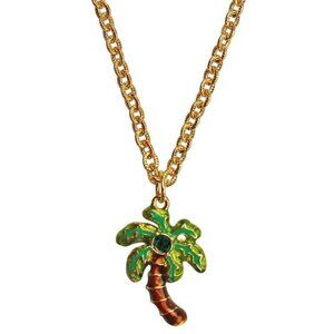 Ritzy Couture Royal Palms Two sided Charm Necklace for Women (Goldtone)